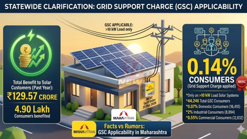 Grid Support Charge संदर्भात चंद्रपूर येथे महावितरणने सौरऊर्जा ग्राहकांवरील अधिभाराबाबत दिलेली माहिती दर्शविणारे दृश्य